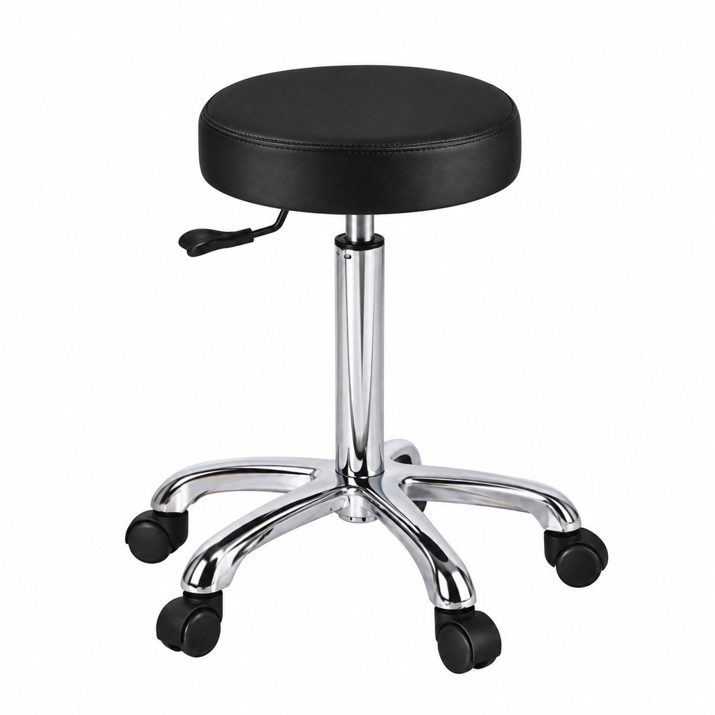 ArtistChair Classic – ergonomisk arbeidsstol med flatt sete og hjulbase for tatovering og beauty, i svart

