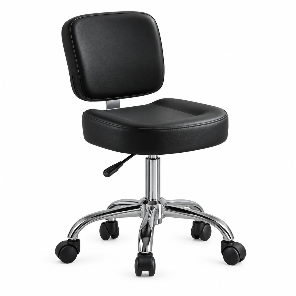 ArtistChair Pro Comfort ergonomisk arbeidsstol for tatovering med flatt sete og hjulbase