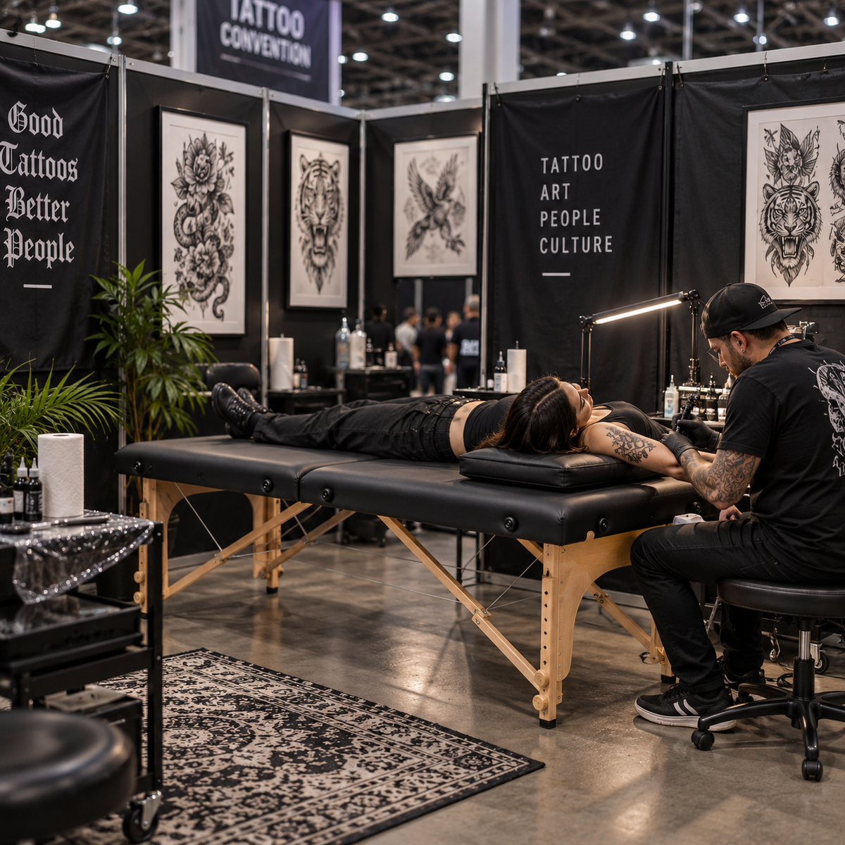 Mobil behandlingsbenk for tattoo, massasje og skjønnhetsbehandlinger