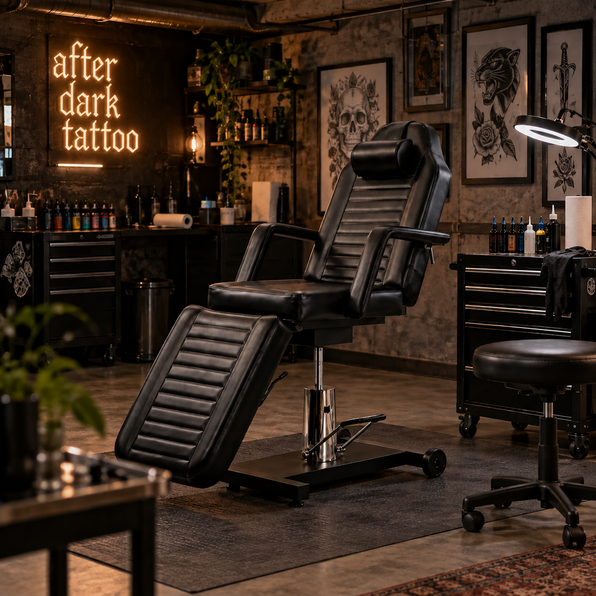 Profesjonell behandlingsstol for tattoo, PMU og skjønnhetsbehandlinger