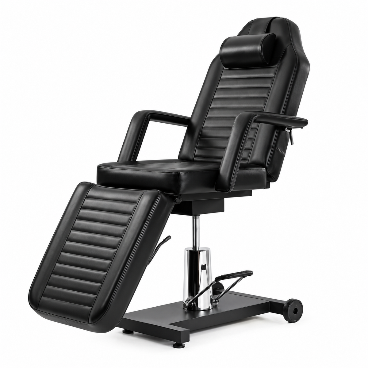 TattooChair Pro Light sort justerbar behandlingsstol med rygg- og fotdel