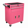 TattooChair Workstation Pro Pink – profesjonell arbeidsstasjon med skuffer, låsbart skap og hjul for tatoveringsstudio og PMU-salong