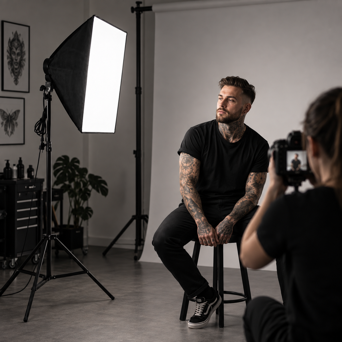 WorkLight pro studio – softbox studiolampe med justerbart aluminiumstativ, 60×40 cm softbox